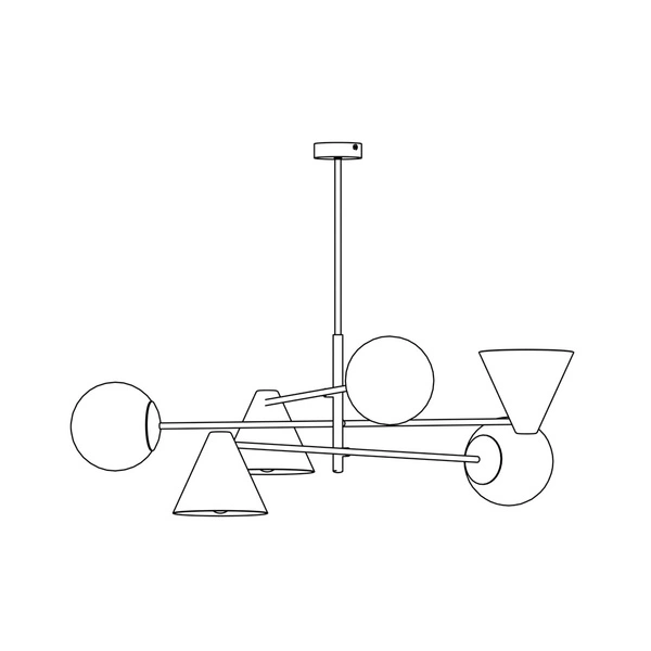 Lampa sufitowa Emibig HERMES 6 Czarny 1347/6