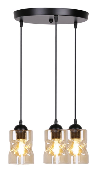 Lampa wisząca FELIS, 33-00217, czarny/bursztynowy, 3x60W E27