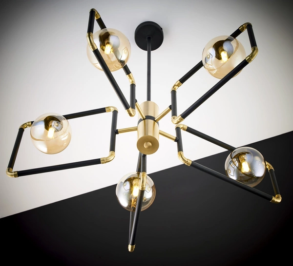 Nowoczesny Żyrandol IBRA wys. 82cm 5xG9 14W IP20 | Złoty