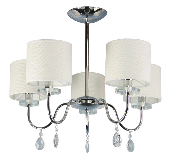 Lampa sufitowa ESTERA 35-11671 chromowa z jasnokremowymi abażurami 5x40W E14