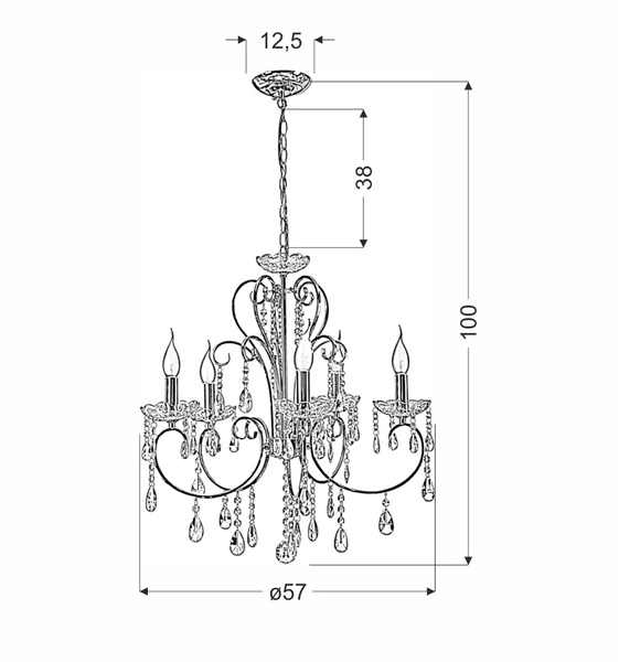 Żyrandol AURORA 35-73730 czarny/transparentny 5x40W E14