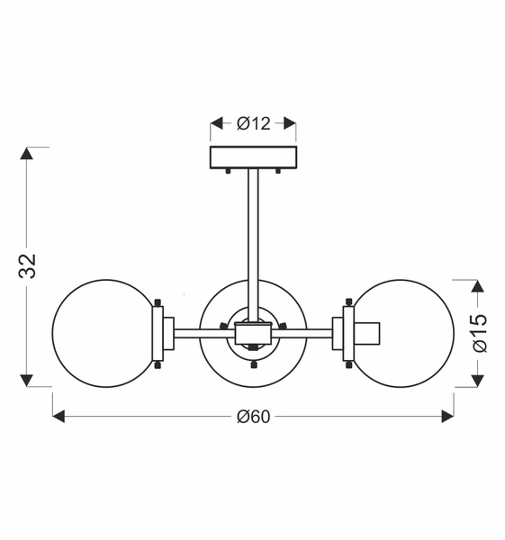 Lampa sufitowa LENS, 33-01290, czarny/patynowy/transparentny, 3x40W E14