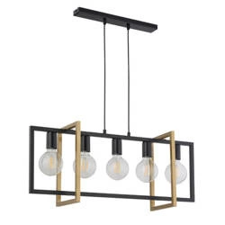 Nowoczesna lampa wisząca EDEN 5x E27 60W szer. 76cm | czarny złoty