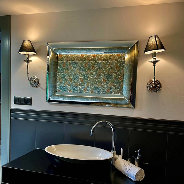 Kinkiet GLAMOUR, chromowy z czarnym abażurem, 1x40W E14