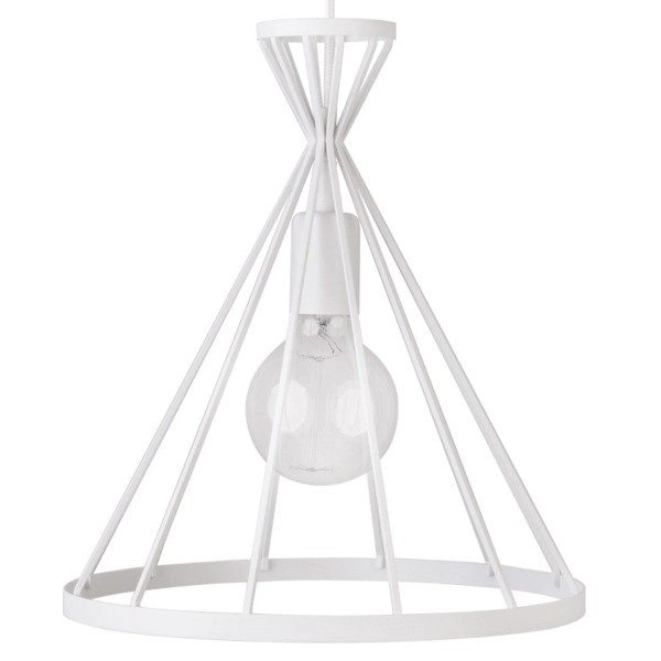 Lampa wisząca NOWUM biała druciany stożek 31cm