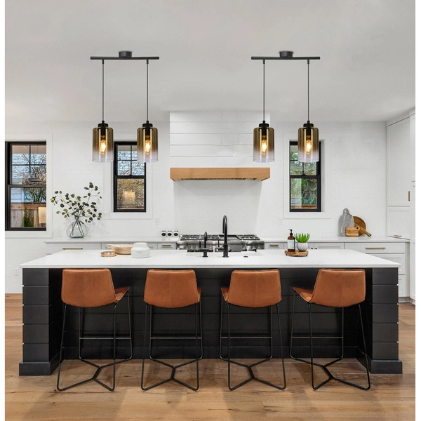 Lampa wisząca ASPRA, 32-16263, czarny/bursztynowy/transparentny, 2x60W E27