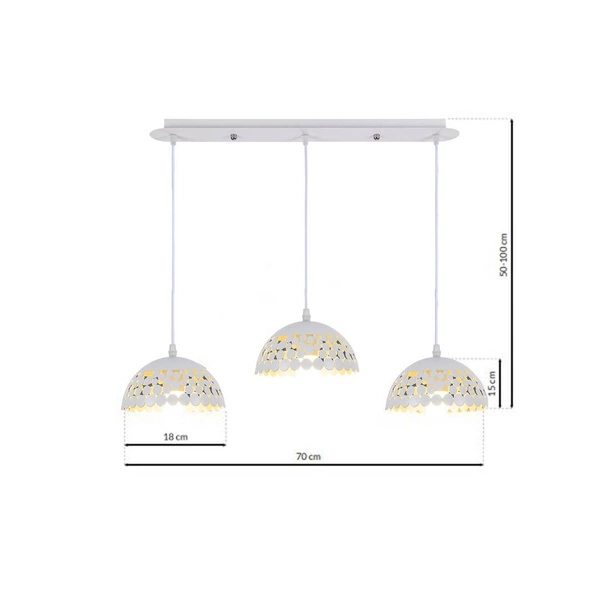 Lampa wisząca LISA , ML6139, biały/złoty, 3x60W E27