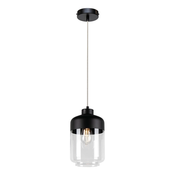 Lampa Wisząca Amaretto 1xE27 Max.60W Czarny Metal/Przezroczyste PCV/Czarno-Przezroczyste Szkło 15790104