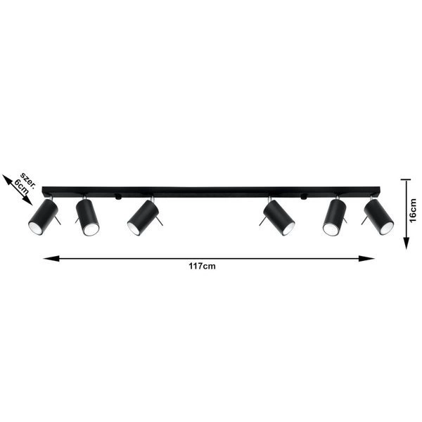Plafon RING 6 punktowy Stal kolor czarny 40W, SL.0334