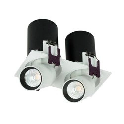 Oprawa wpuszczana DELLE SQ DUE 12W ciepła 3000K biały/czarny szer. 15,2x6,4cm