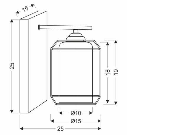 Kinkiet JONERA, P25, 21-08411, czarny/dymiony, 1x40W E27