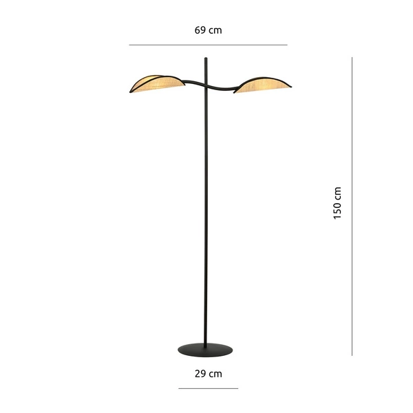 Lampa podłogowa Emibig LOTUS LP2 Czarny/RATTAN 1108/LP2