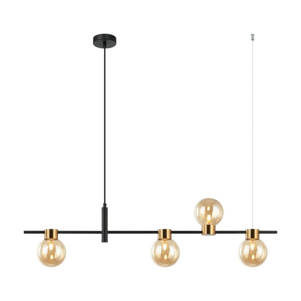 Lampa wisząca Italux Bletter dł. 101,5cm 4xG9 | czarny/bursztynowy