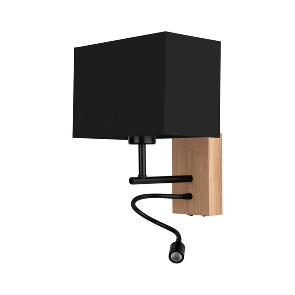 Sonar Kinkiet 1xE27 Max.25W, Incl.1xLED 2,5W Dąb Olejowany/Czarny/Czarny + włącznik 5732974