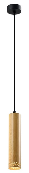 Lampa wisząca TUBO, 25 cm, 31-78582, czarny/drewno, 1x25W GU10