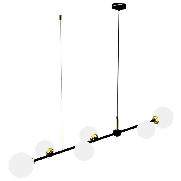 Lampa wisząca POP, MLP7846, czarny/złoty/biały, 6x40W E14