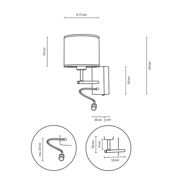 Boho Kinkiet 1xE27 Max.25W, 1xLED Zintegrowany 2.5W Dąb Olejowany/Czarny/Beżowy 57291974