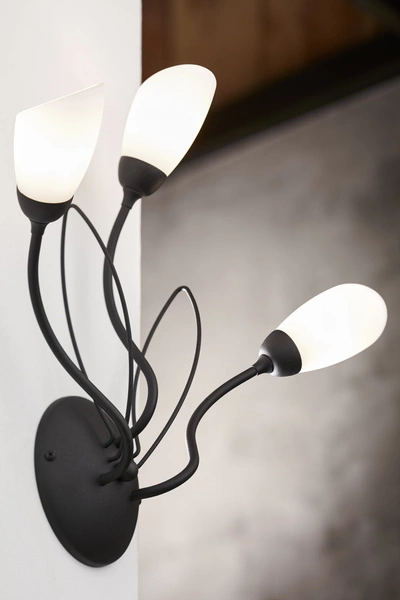 Klasyczny Kinkiet GLORIOSA wys. 44cm 3xG9 14W IP20 | czarny mat