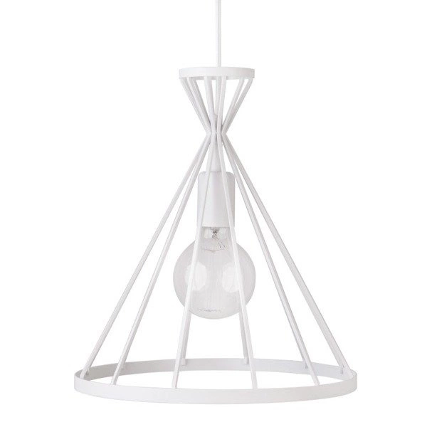 Lampa wisząca NOWUM biała druciany stożek 31cm