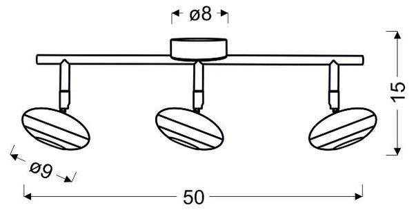 Lampa sufitowa SKIPPER listwa 3x6W LED COB, główka okrągła 1E z przegubem KD SYSTEM, chrom, 3000K, 93-67623