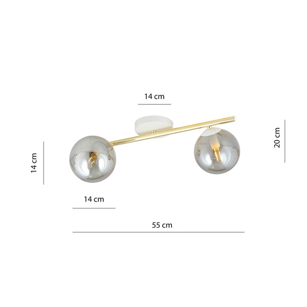 Lampa sufitowa Emibig SPLENDI 2 WH GRAFIT 1247/2