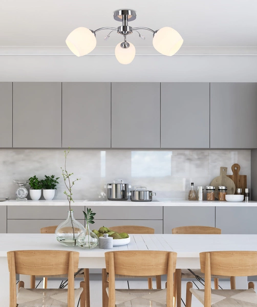 Lampa sufitowa ESTAR, 33-09432, chrom/biały, 3x40W E27