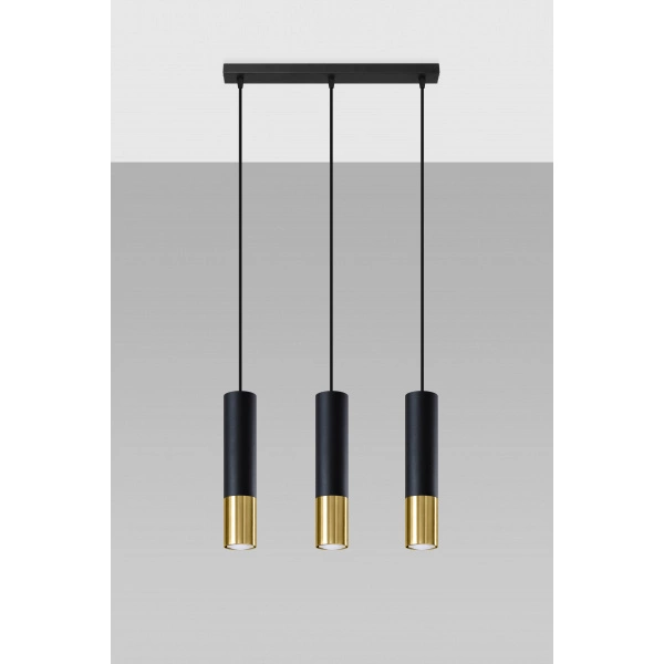 Lampa wisząca LOOPEZ 3L SL.0954 czarny/złoty 3xGU10
