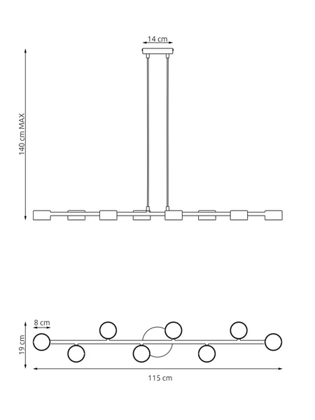 Lampa wisząca Emibig MEGARA 8 BL 1439/8