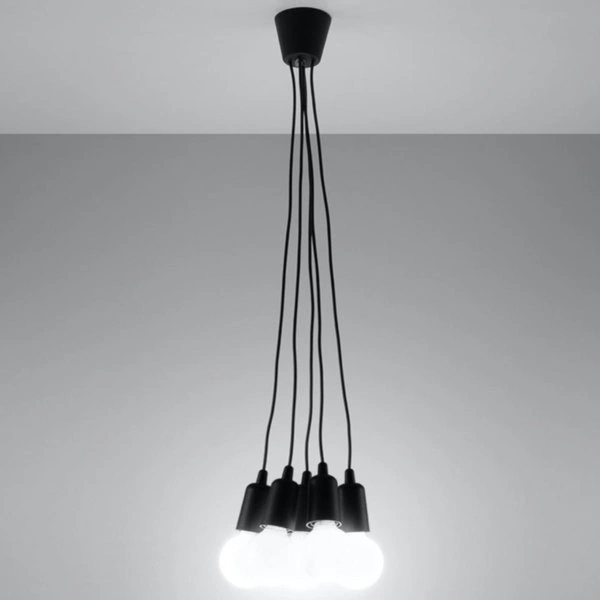 Lampa Wisząca DIEGO 5, PCV Czarna, E27 60W, SL.0574