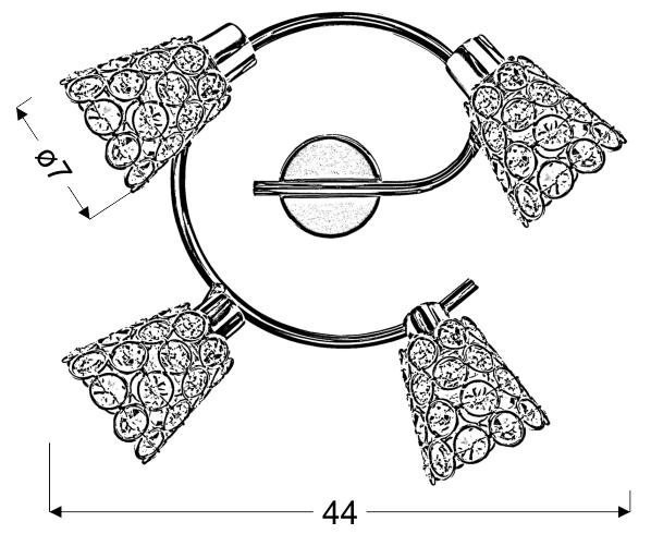 Lampa sufitowa GLOSSY spirala 98-00484 mosiądz/transparentny 4xG9