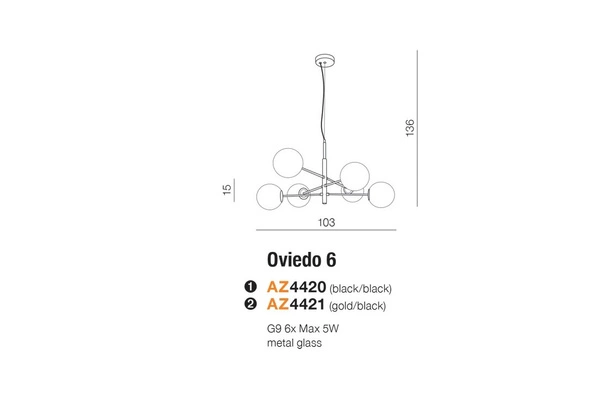 Azzardo OVIEDO 6 BK/BK 4420
