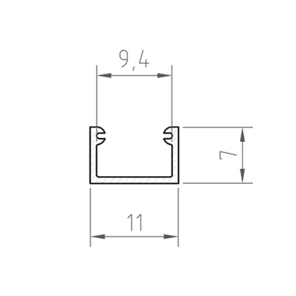 Profil LED P4-2 100cm szer. 11mm | do osłonek C10 | srebrny