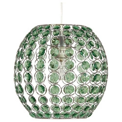 Lampa wisząca RICA 28 cm 31-02556 chrom/kryształki zielone 1x40W E27 + linka 85-10523