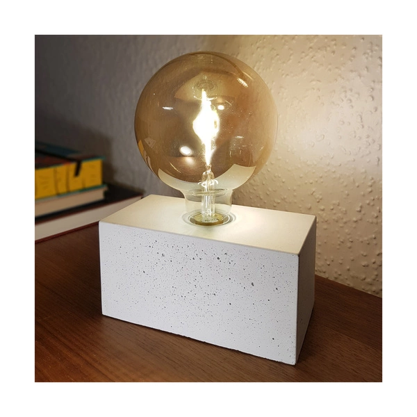 Mocna podwójna lampa stołowa 1xE27 maks. 25W biały beton/czarny kabel PVC 7370937