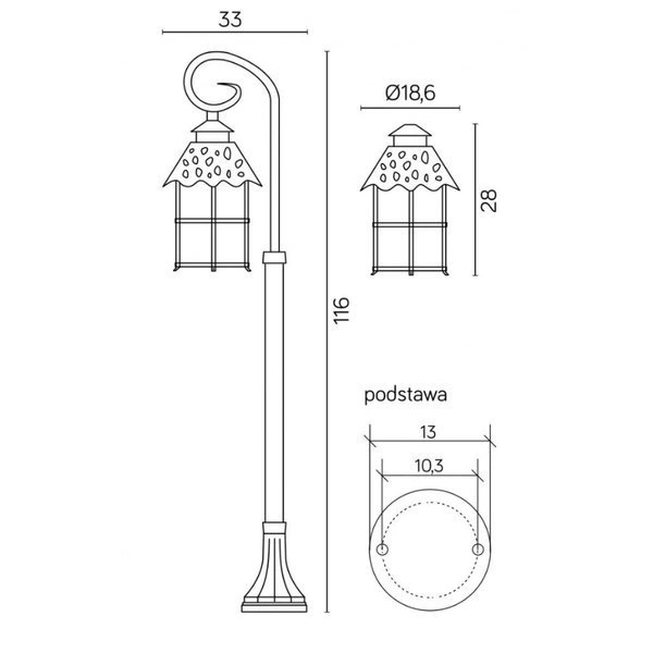 Lampa stojąca masztowa ozdobna 116cm TOLEDO K 5002/2/R | czarna