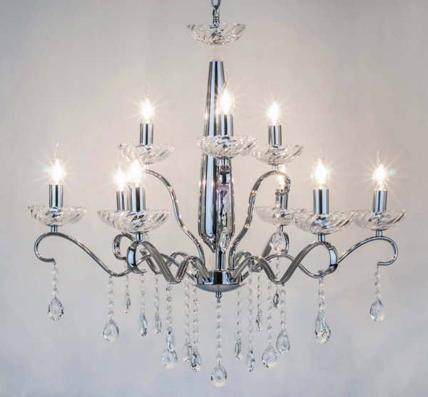 Lampa Wisząca Alessa 9xE14 Max.40W Chrom Metal/Przezroczyste Szkło 9014928