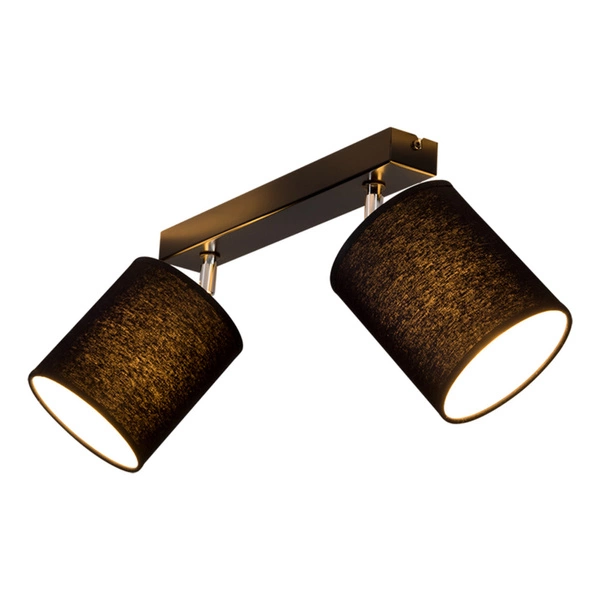 Aprillia Lampa Sufitowa 2xE27 Max.25W Czarny Metal/Chromowany Metal/Czarny Klosz Tkaniny 56746204