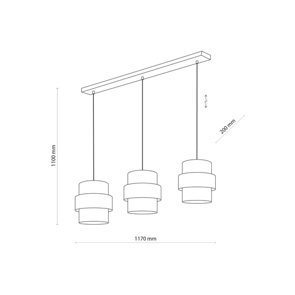 Potrójna lampa wisząca do biura i domu CALISTO | czarna złota 4378
