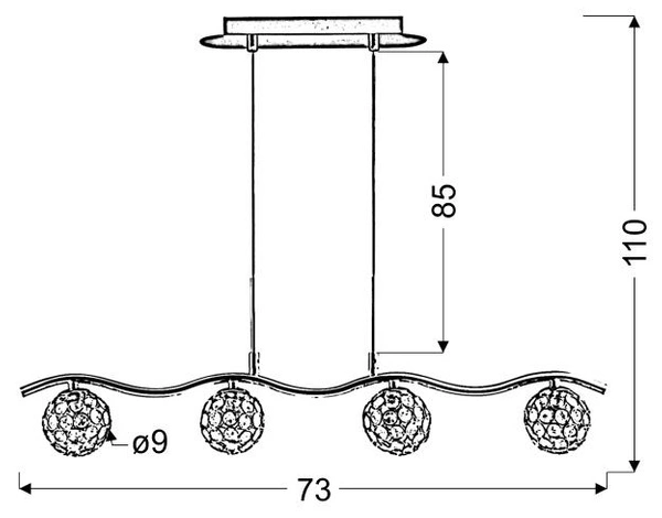 Lampa wisząca STARLET 34-85750 chrom/transparentny 4x40W G9