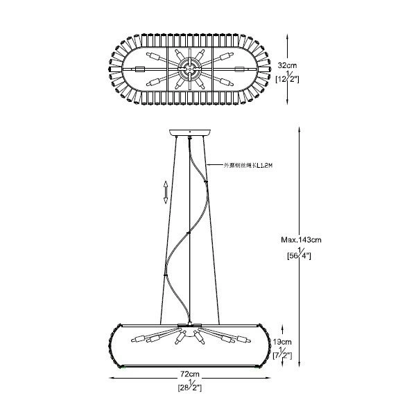 Kryształowa lampa do jadalni ANTARCTICA szer.72cm