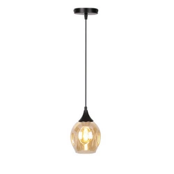 Lampa wisząca ASPA, czarna z brązowym kloszem, 1x40W E27