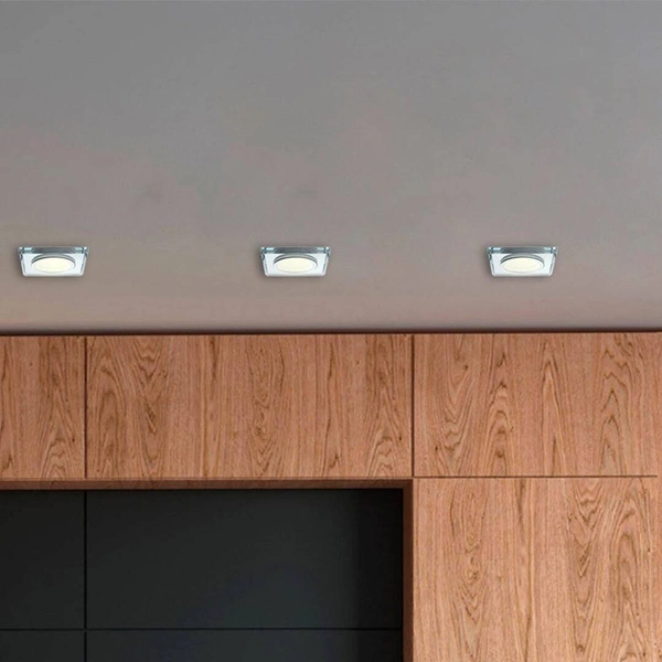 Oczko sufitowe szklane KWADRATOWE Kolor: SREBRNY EKOS270