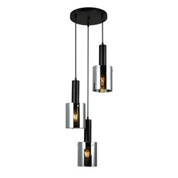 Lampa wisząca SARDO z dymionym kloszem śr. 33cm 3xE27 | czarny