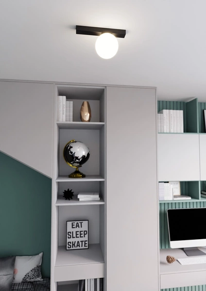 Lampa sufitowa Emibig FIT 1 Czarny/OPAL 1124/1