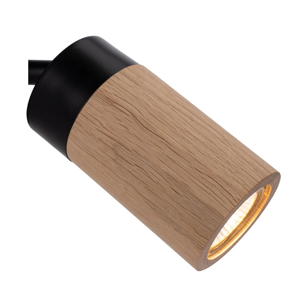 Lampa ścienna Annick w zestawie Kabel 1xLED GU10 5W Dąb olejowany/Czarny metal/Czarna tkanina 2429104