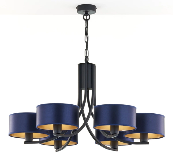 Klasyczny Żyrandol ARTHUR wys. 71cm 6xE27 15W IP20 | czarny