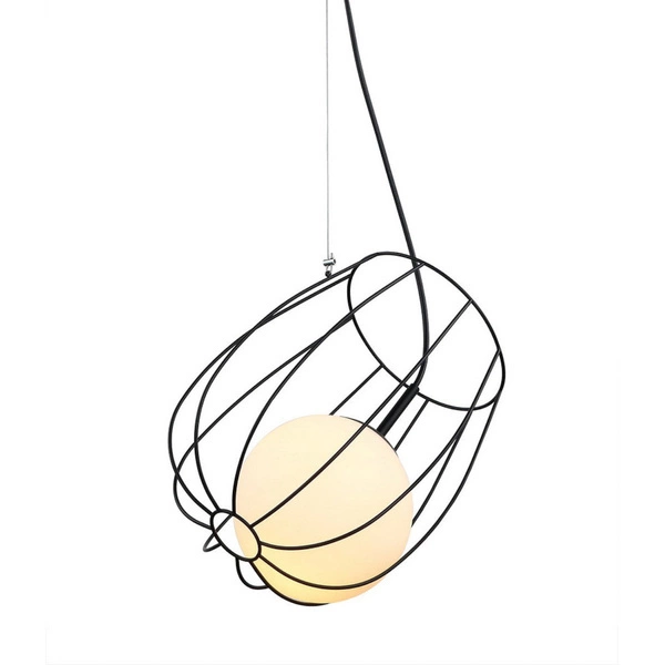 Lampa wisząca MELISA śr. 23cm 1xE27 | czarny/biały