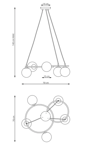 Lampa sufitowa Emibig LIBRA 5 BL GRAFIT 1380/5