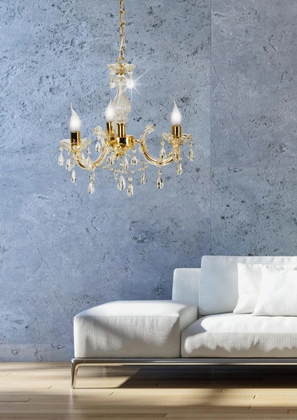 Żyrandol z kryształkami MARIA TERESA 33-94639 złoty/transparentny 3x40W E14