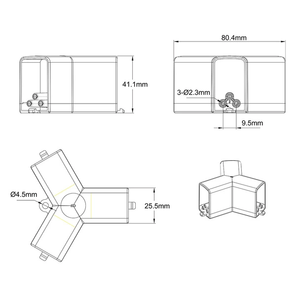 Łącznik 3L 120 elektryczny do oświetlenia modułowego Geometric System New